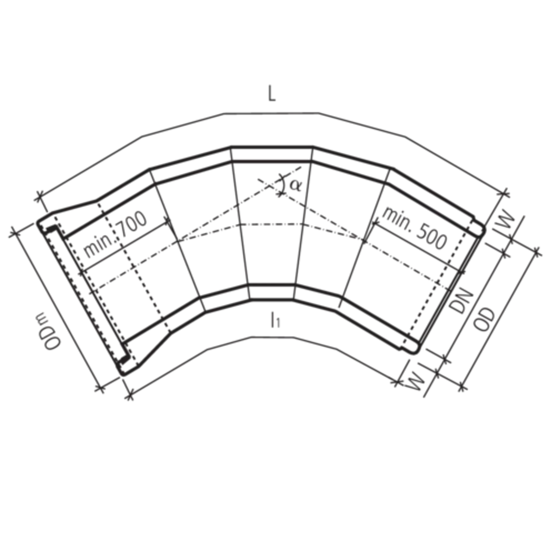 CENTUB<sup>®</sup>-Röser Segmentkrümmer 5 Segmente bewehrt