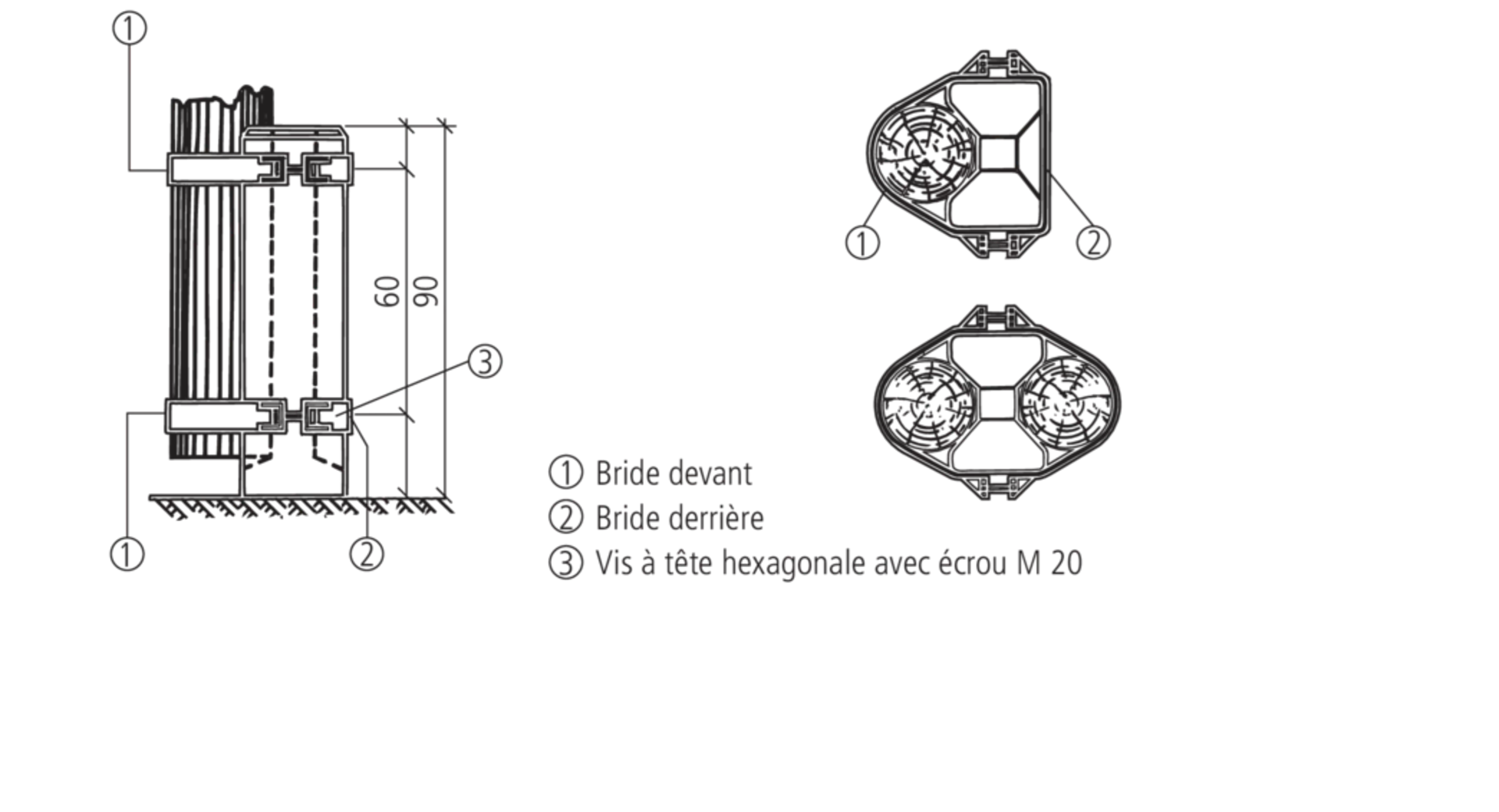 Stangensockel mit Briden