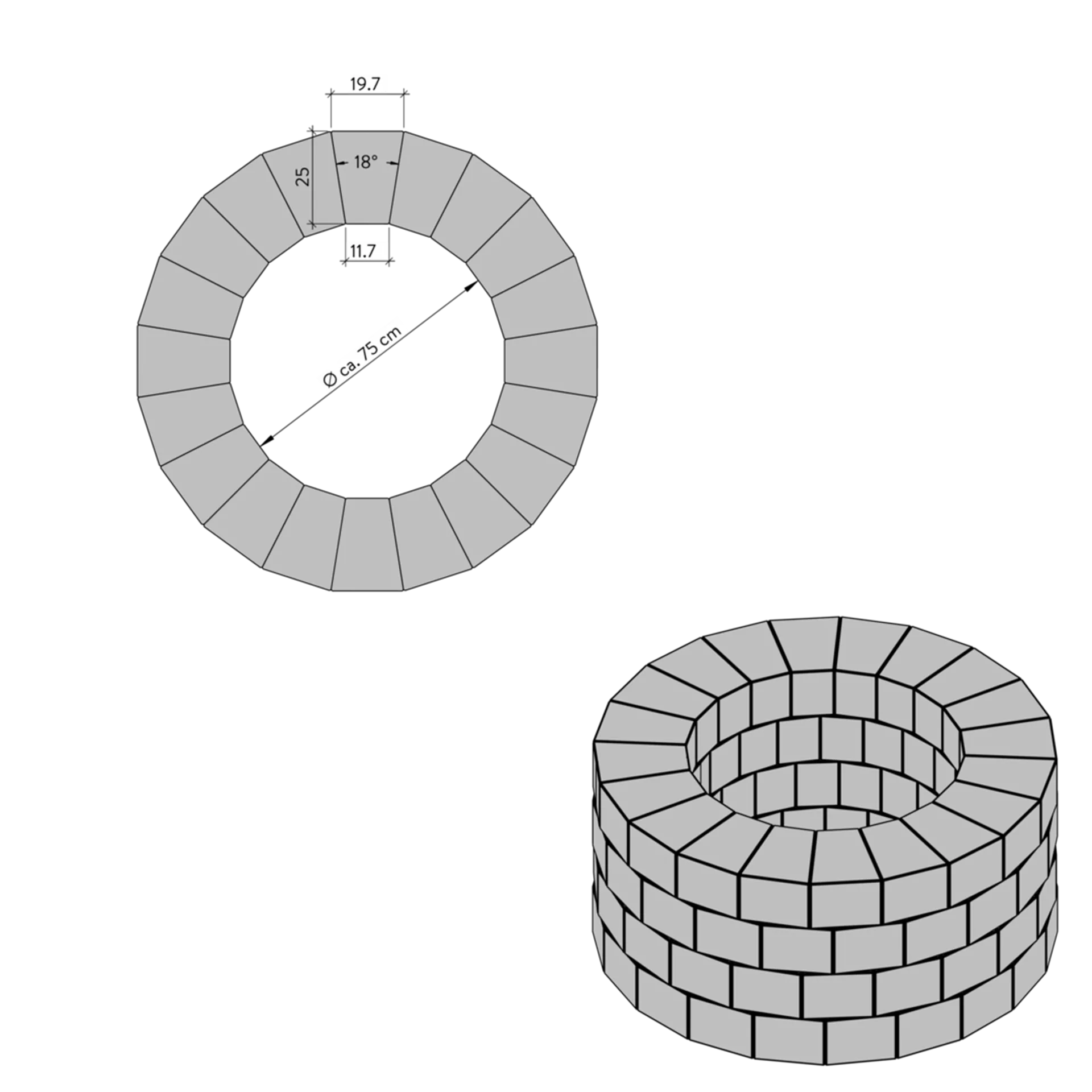 CUATRO Keilmauersteine